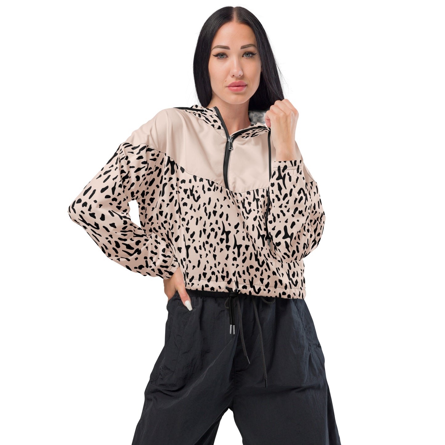 Dalmatian Peach Dust cropped windbreaker with adjustable drawcords