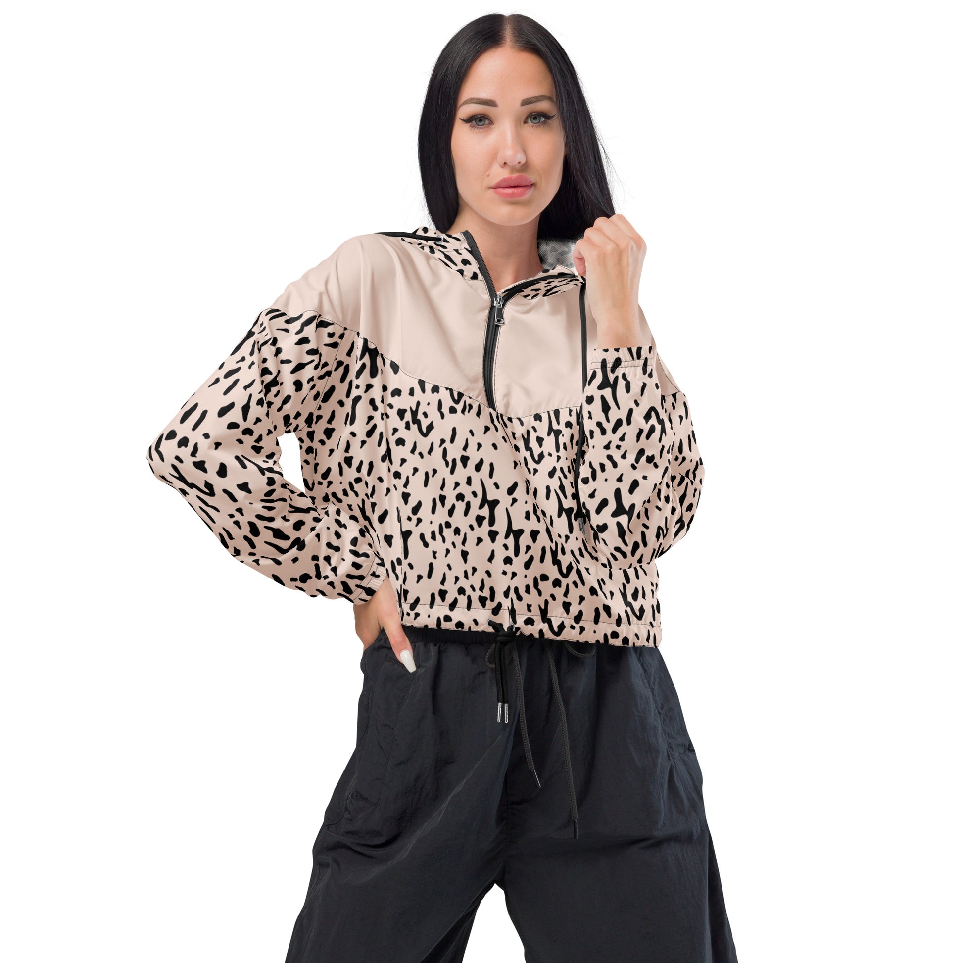 Dalmatian Peach Dust cropped windbreaker with adjustable drawcords
