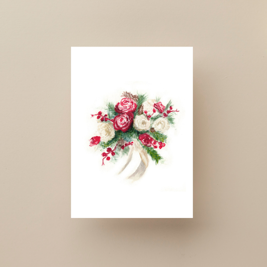 Handcrafted winter bouquet card for wedding and anniversary celebrations