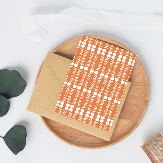 Marigold Print No 3 Greeting Card  – Handcrafted Floral Art Card – Perfect for Framing – A2 Stationery – Floral Collection