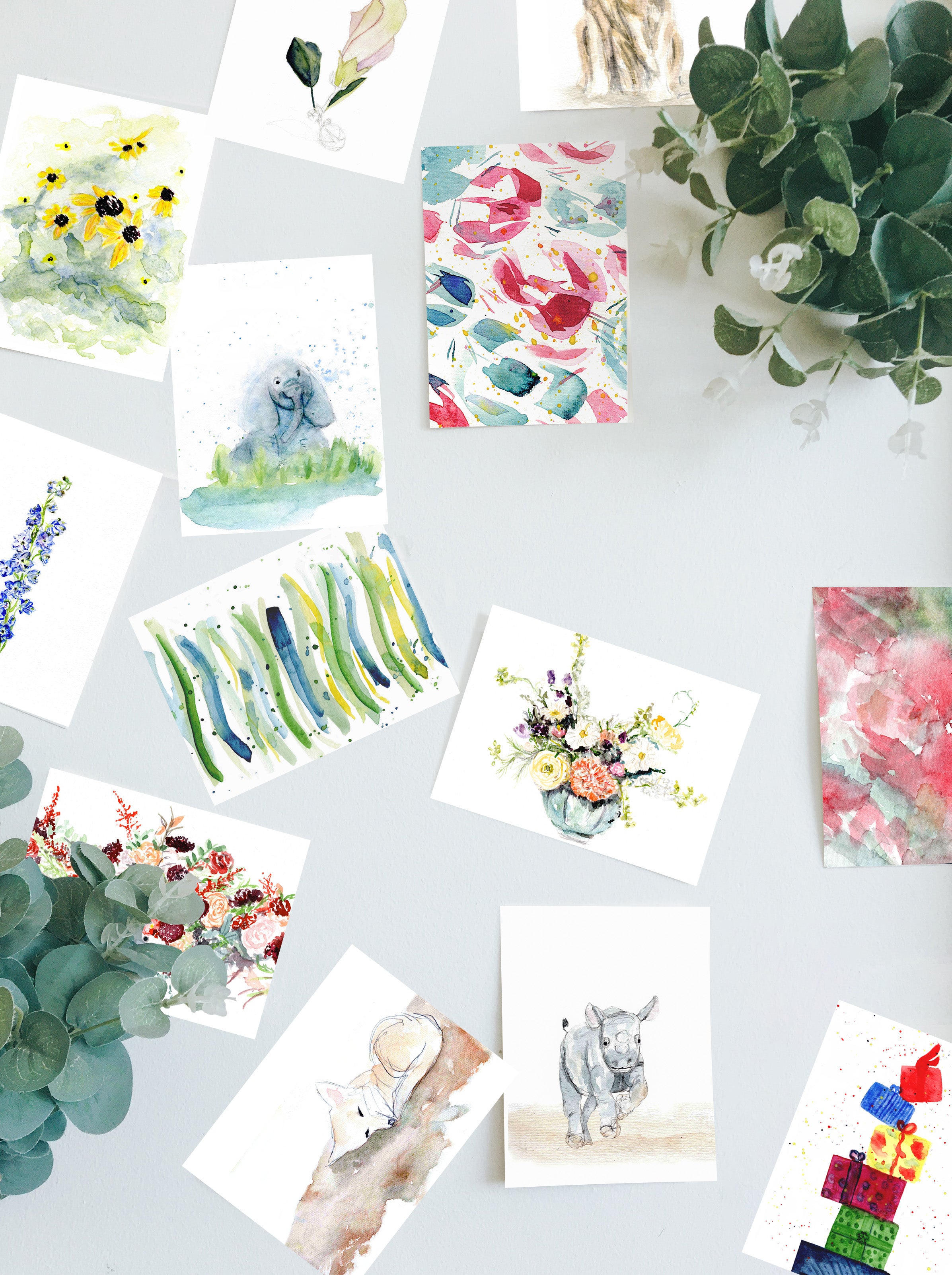 Greeting cards on white background