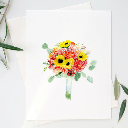 Handcrafted floral art card perfect for thank you notes