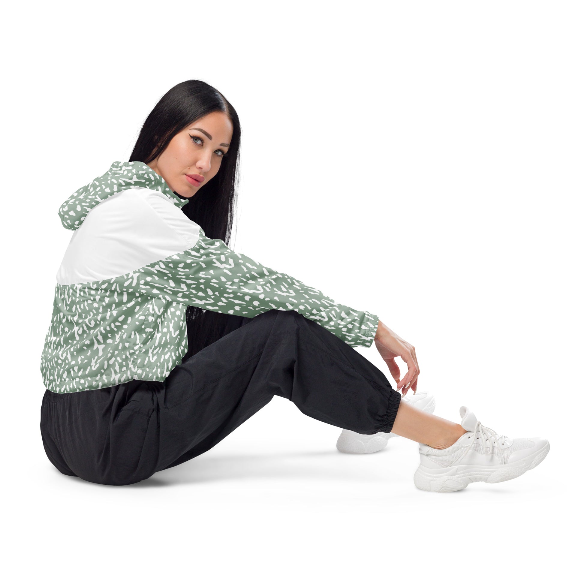 cropped Dalmatian jacket with adjustable drawcords