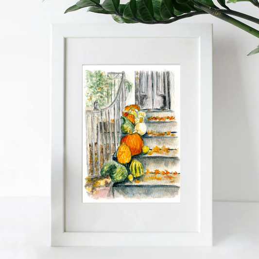 Fall Porch in the City Art Print