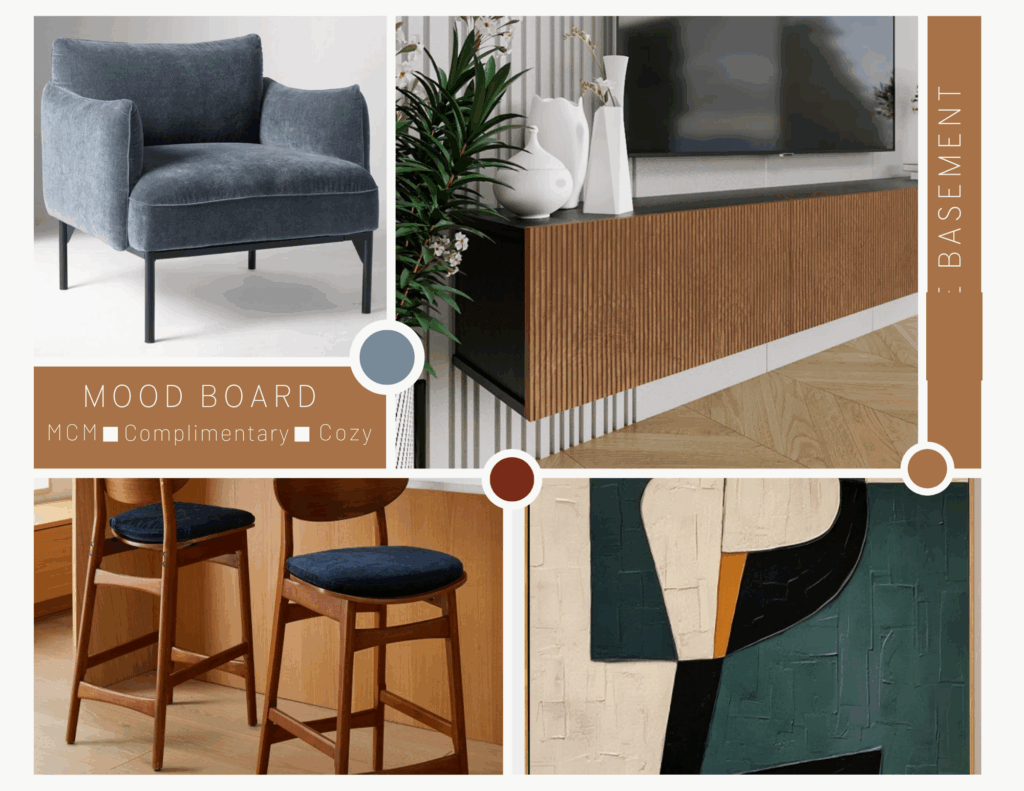 A Mid Century Modern-Inspired Basement